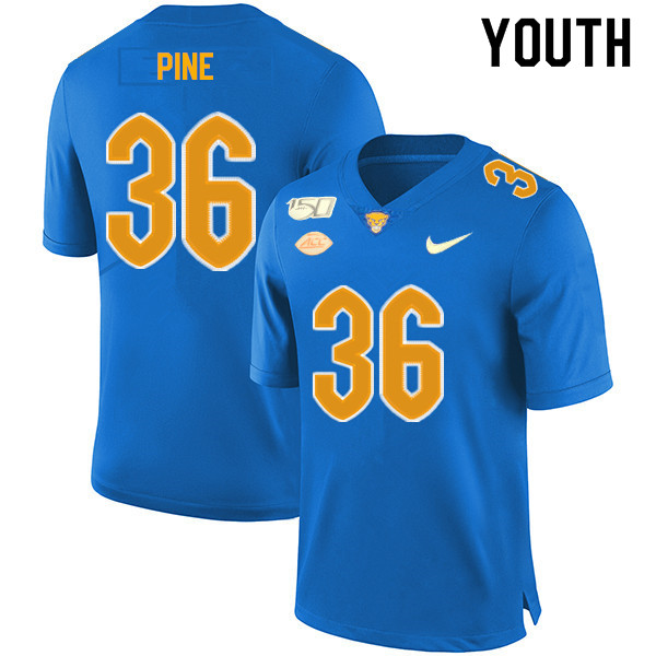 2019 Youth #36 Chase Pine Pitt Panthers College Football Jerseys Sale-Royal